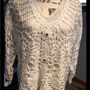 Nina Austin Ivory Layered Sweater With Crocheted Details size Medium